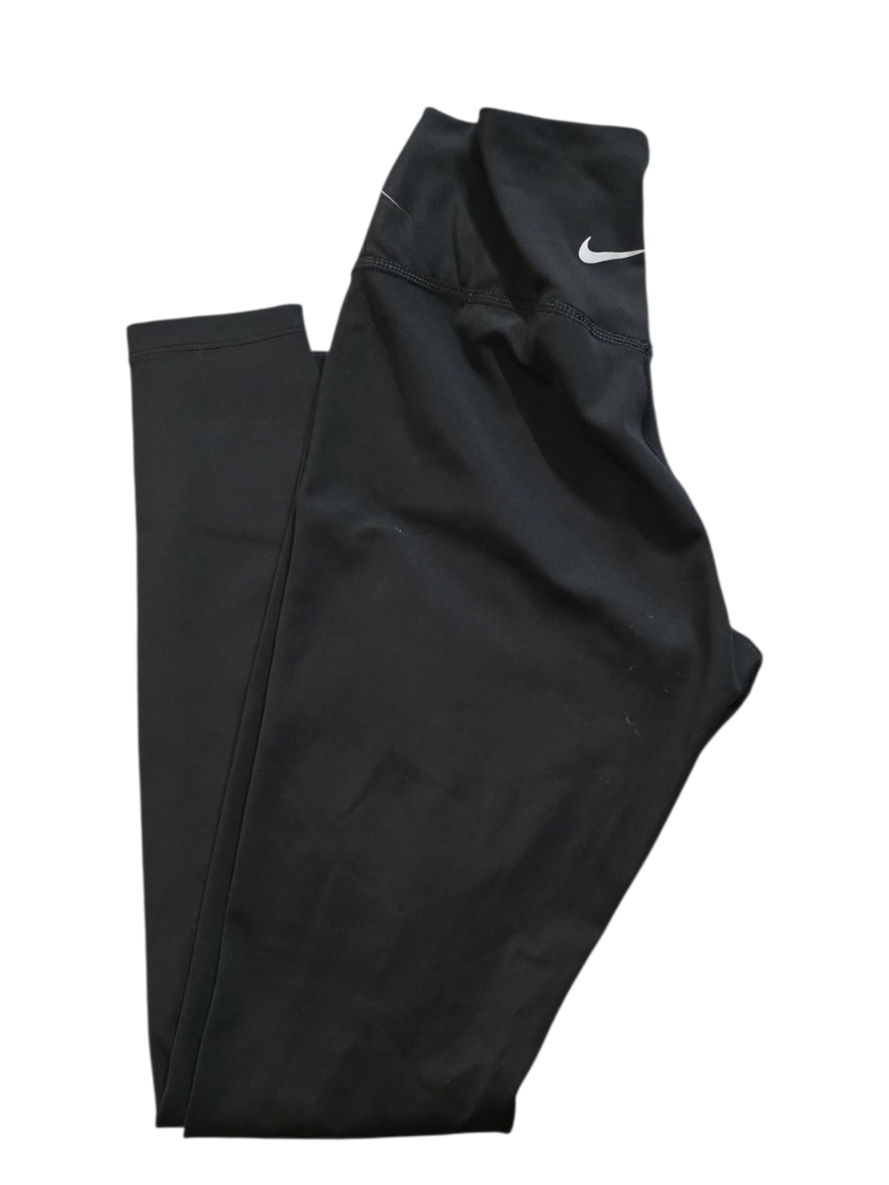 Nike Black Leggings with White Distressed Swoosh - Picture 3 of 4